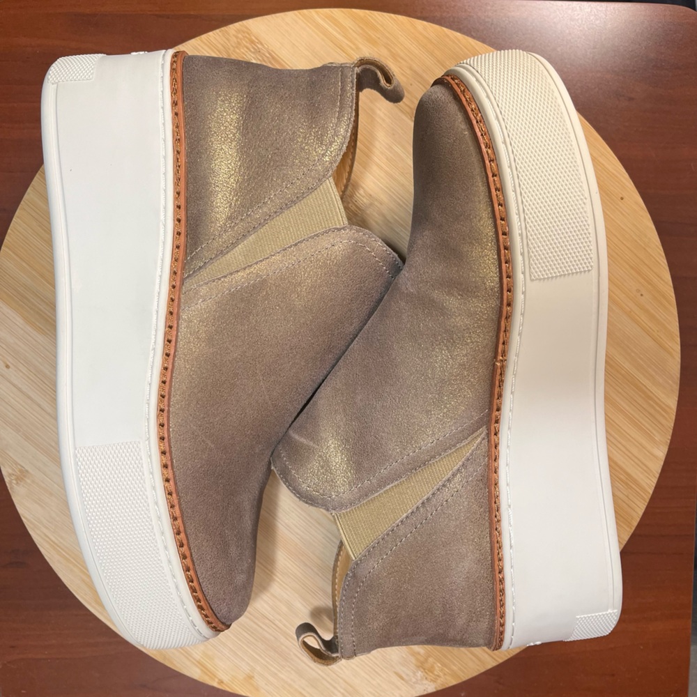 🔥 LIKE NEW J/SLIDES MIKA BRONZE BRUSH SEUDE PLATFORM SNEAKERS WOMENS SIZE 6.5 - Picture 6 of 9